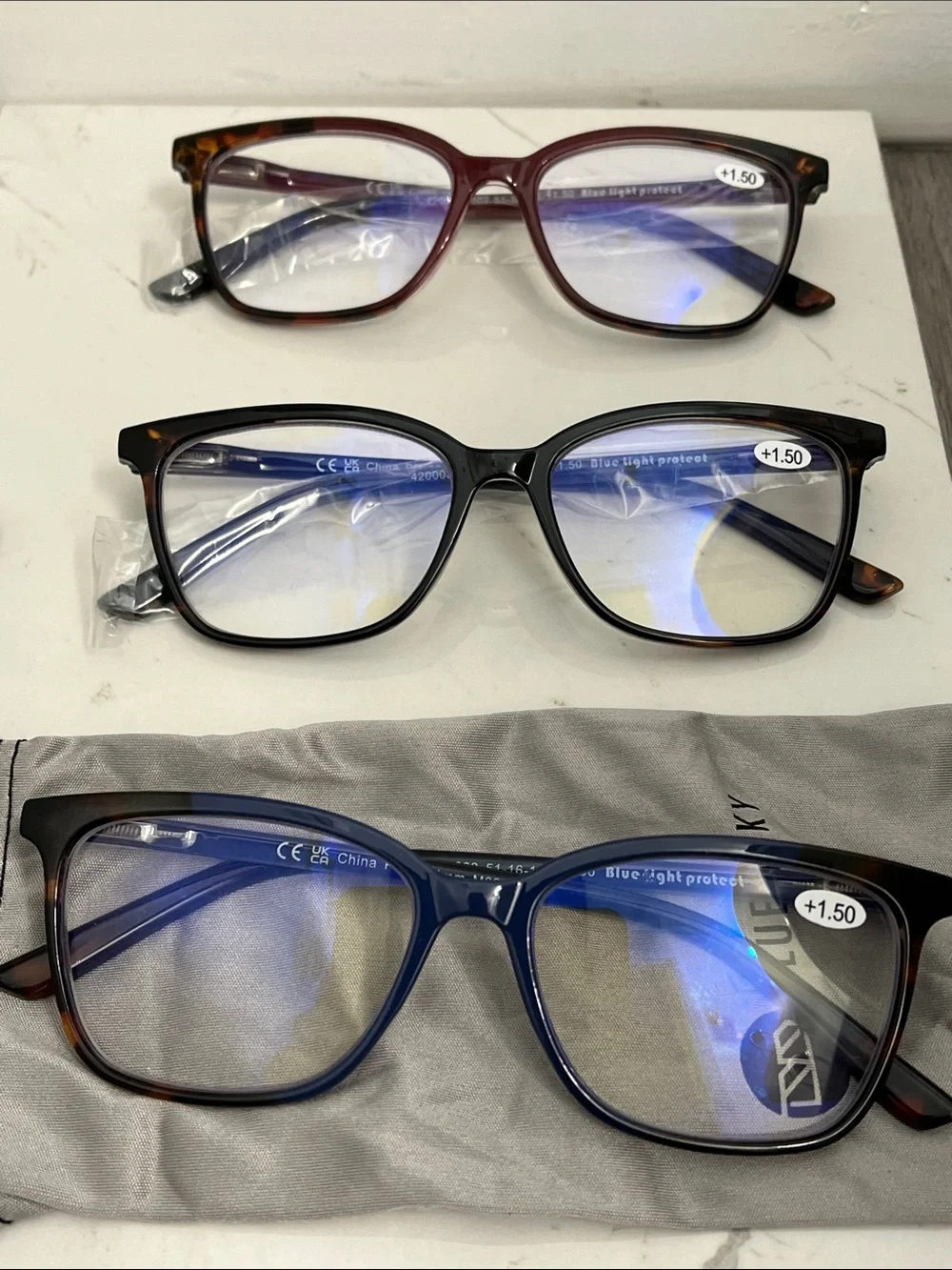 Bluemoky blue light blocking readers 1.50 lot of 3 for men or women